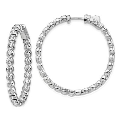 Sterling Silver 36mm CZ Inside-Out Hoop Earrings