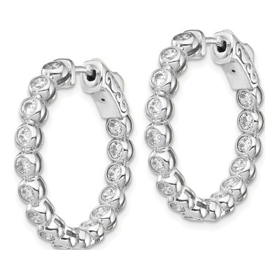 Sterling Silver 24mm CZ Inside-Out Hoop Earrings – view 3