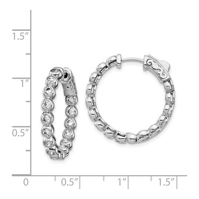 Sterling Silver 24mm CZ Inside-Out Hoop Earrings – view 5