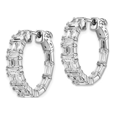 Sterling Silver 21mm CZ Inside-Out Hoop Earrings – view 3