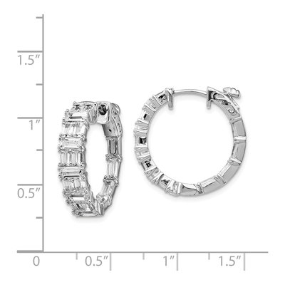 Sterling Silver 21mm CZ Inside-Out Hoop Earrings – view 5
