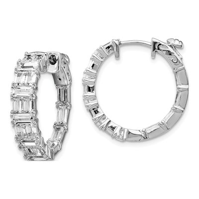 Sterling Silver 21mm CZ Inside-Out Hoop Earrings