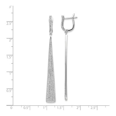Sterling Silver CZ Pave Triangle Dangle Earrings – view 5