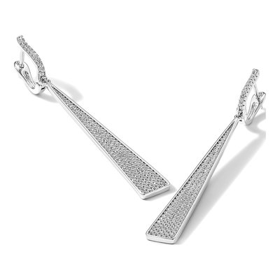 Sterling Silver CZ Pave Triangle Dangle Earrings – view 6