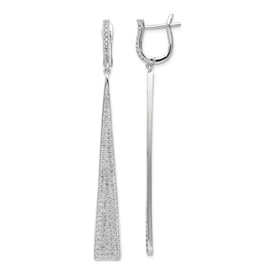 Sterling Silver CZ Pave Triangle Dangle Earrings