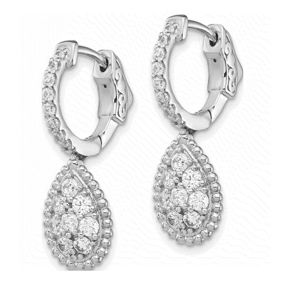 Sterling Silver CZ Teardrop Dangle Earrings – view 3