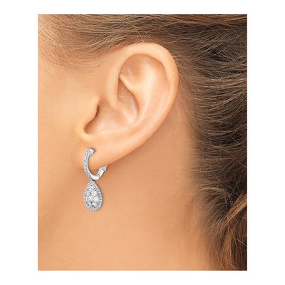 Sterling Silver CZ Teardrop Dangle Earrings – view 4