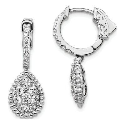 Sterling Silver CZ Teardrop Dangle Earrings
