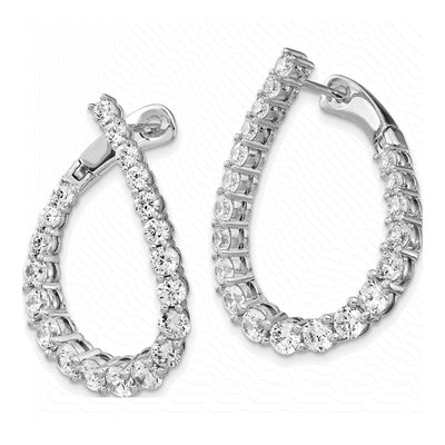 Sterling Silver 29mm CZ Teardrop Hoop Earrings – view 3