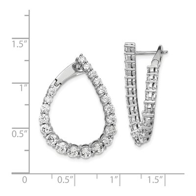 Sterling Silver 29mm CZ Teardrop Hoop Earrings – view 5
