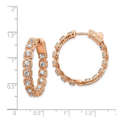 Rose Gold-Plated Sterling Silver 29mm CZ Inside-Out Hoop Earrings – view 5