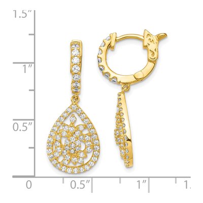 Gold-Plated Sterling Silver CZ Teardrop Dangle Earrings – view 5