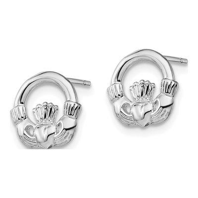 Sterling Silver Claddagh Stud Earrings – view 3