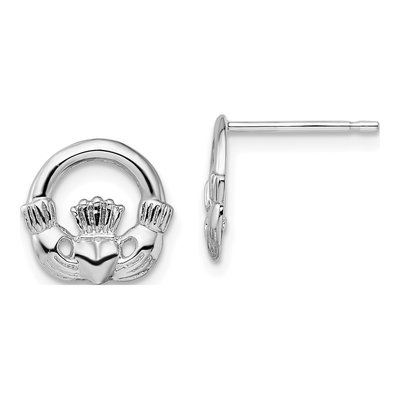 Sterling Silver Claddagh Stud Earrings