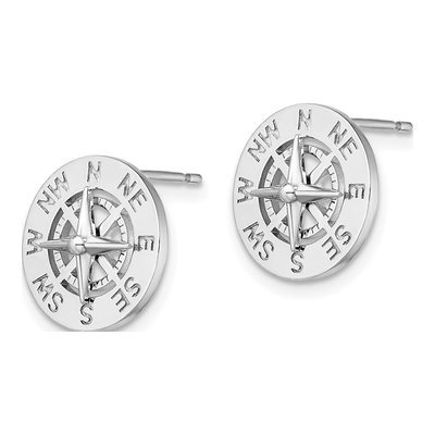 Sterling Silver Nautical Compass Stud Earrings – view 3