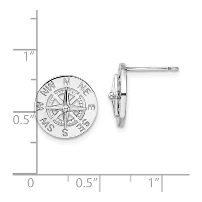 Sterling Silver Nautical Compass Stud Earrings – view 5