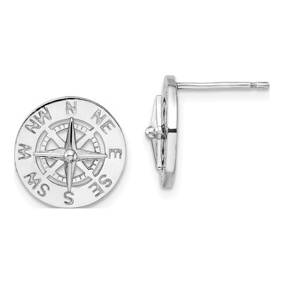 Sterling Silver Nautical Compass Stud Earrings