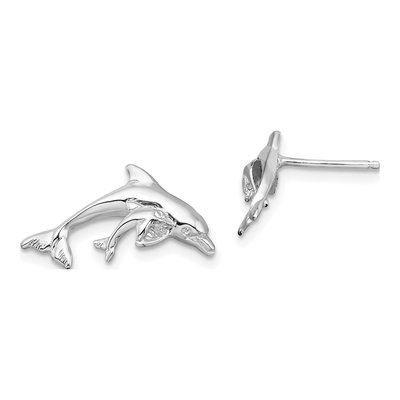 Sterling Silver Dolphin Baby Stud Earrings