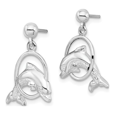 Sterling Silver Dolphin Dangle Earrings – view 3