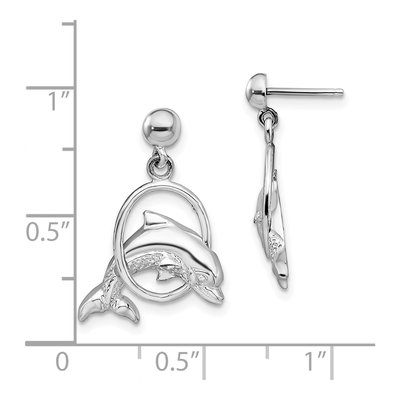 Sterling Silver Dolphin Dangle Earrings – view 5