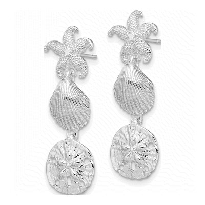 Sterling Silver Sea Life Dangle Earrings – view 3
