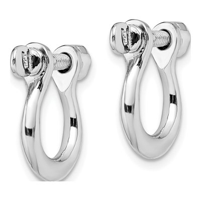 Sterling Silver Shackle Link Screw Back Dangle Earrings – view 3
