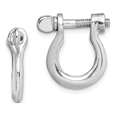 Sterling Silver Shackle Link Screw Back Dangle Earrings