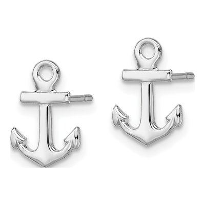 Sterling Silver Mini Anchor Stud Earrings – view 3
