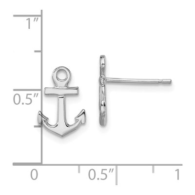 Sterling Silver Mini Anchor Stud Earrings – view 5