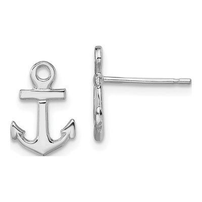Sterling Silver Mini Anchor Stud Earrings