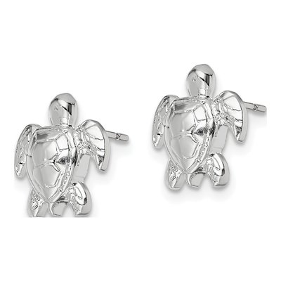 Sterling Silver Sea Turtle Stud Earrings – view 3