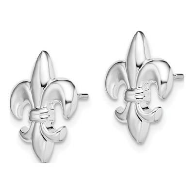 Sterling Silver Fleur de Lis Stud Earrings – view 3