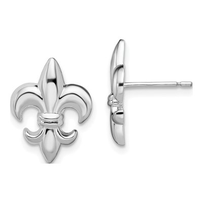Sterling Silver Fleur de Lis Stud Earrings