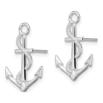 Sterling Silver Anchor Rope Stud Earrings – view 3