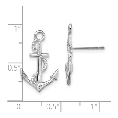 Sterling Silver Anchor Rope Stud Earrings – view 5