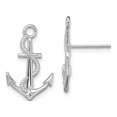 Sterling Silver Anchor Rope Stud Earrings