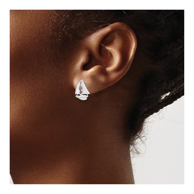 Sterling Silver Sailboat Stud Earrings – view 4