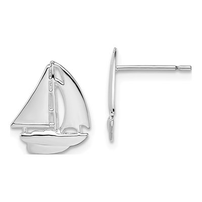 Sterling Silver Sailboat Stud Earrings