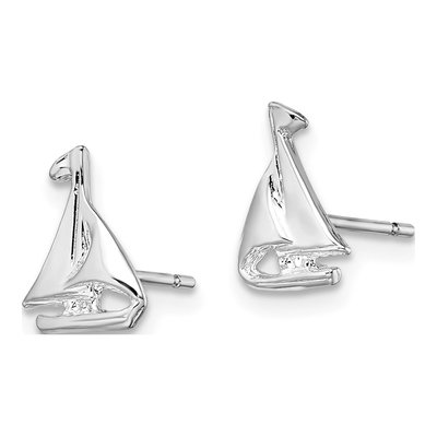 Sterling Silver Mini Sailboat Stud Earrings – view 3