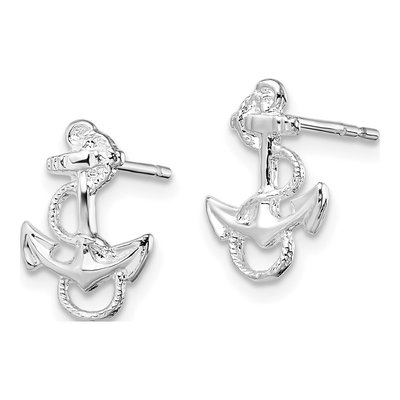 Sterling Silver Anchor Stud Earrings – view 3
