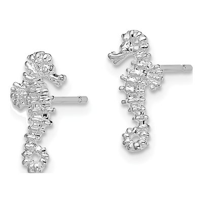 Sterling Silver Mini Seahorse Stud Earrings – view 3
