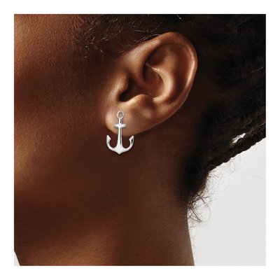 Sterling Silver Anchor Stud Earrings – view 4