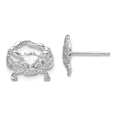 Sterling Silver Small Blue Crab Stud Earrings