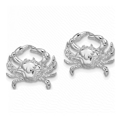 Sterling Silver Blue Crab Stud Earrings – view 3