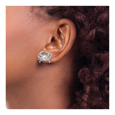 Sterling Silver Blue Crab Stud Earrings – view 4