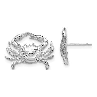 Sterling Silver Blue Crab Stud Earrings