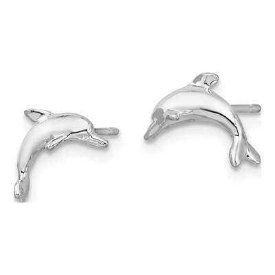Sterling Silver Dolphin Stud Earrings – view 3