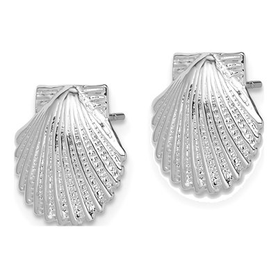 Sterling Silver Scallop Shell Stud Earrings – view 3