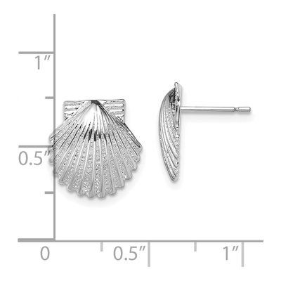 Sterling Silver Scallop Shell Stud Earrings – view 5