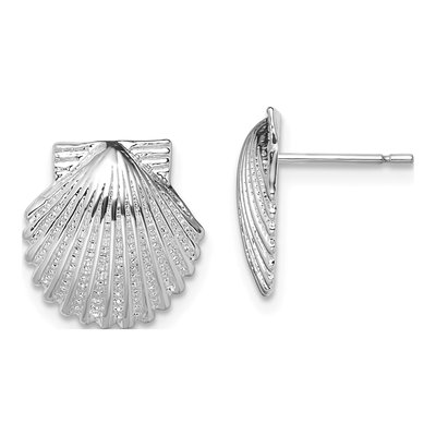 Sterling Silver Scallop Shell Stud Earrings